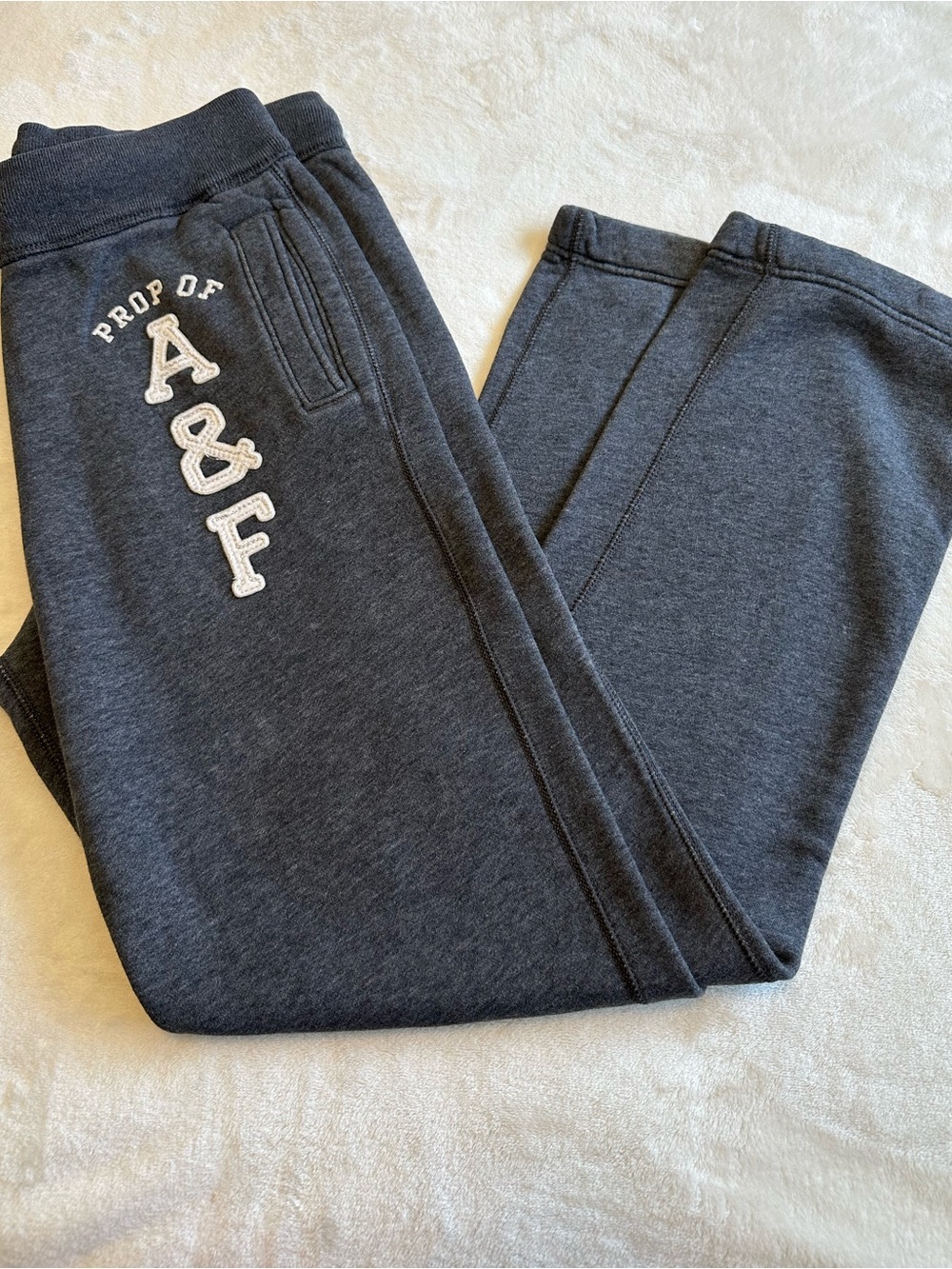 Abercrombie & Fitch Mens Charcoal Sweatpants with A&F Patch. Y2K, leisure wear